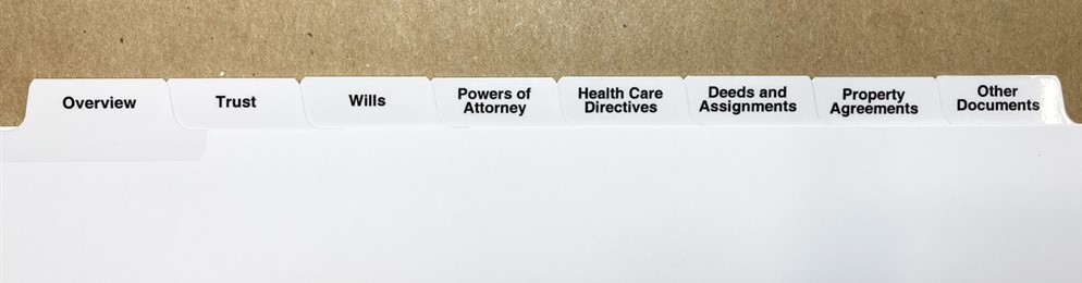 In-Stock Trust and Estate Planning Tabs